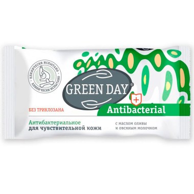 Мыло туалетное Green day 90г Антибактериальное для чувствительной кожи — Городок мастеров